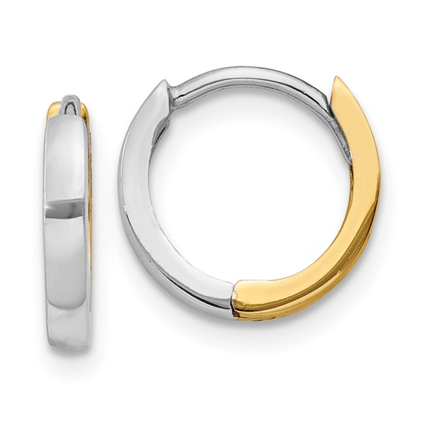 10K Two Tone Yellow and White Gold Huggie Hoop Earrings Diny's Jewelers Middleton, WI