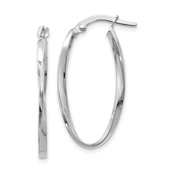14K White Gold Twisted Oval Hoop Earrings Diny's Jewelers Middleton, WI