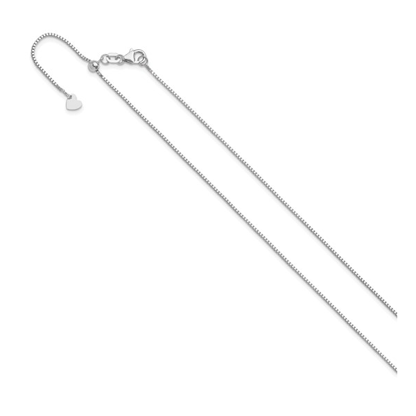14K White Gold Adjustable 0.9mm Box Chain 22