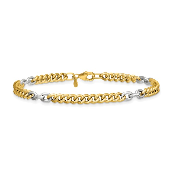 14K Two Tone Yellow and White Gold Fancy Link Bracelet Diny's Jewelers Middleton, WI