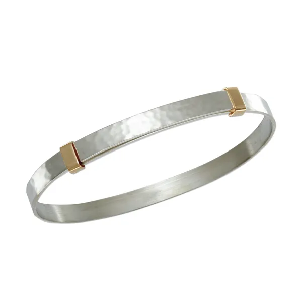 Silver and 14Kt Yellow Hand-Finished Bangle Bracelet Diny's Jewelers Middleton, WI