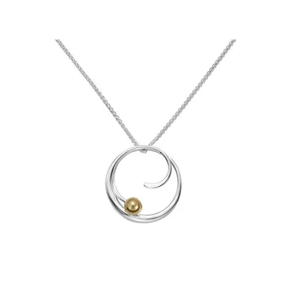 Sterling Silver and 14Kt Yellow Gold Petite Bindu Gold Ball Charm Necklace Diny's Jewelers Middleton, WI
