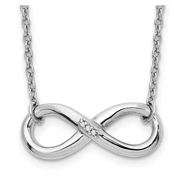 Sterling Silver Infinity White Ice Charm Necklace Diny's Jewelers Middleton, WI