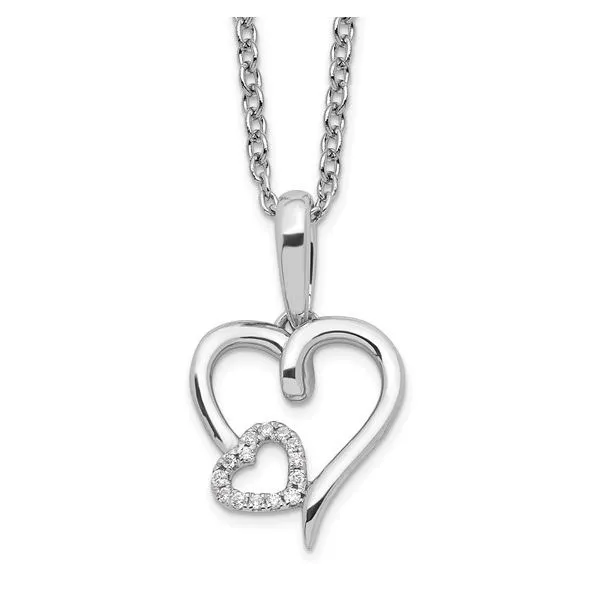 Sterling Silver White Ice Hearts Charm Necklace Diny's Jewelers Middleton, WI