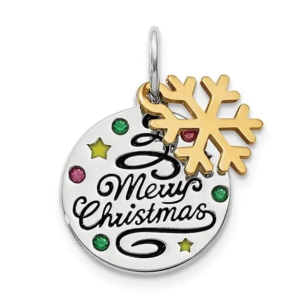 SS/Gold tone Charm Merry Christmas Enamel Diny's Jewelers Middleton, WI