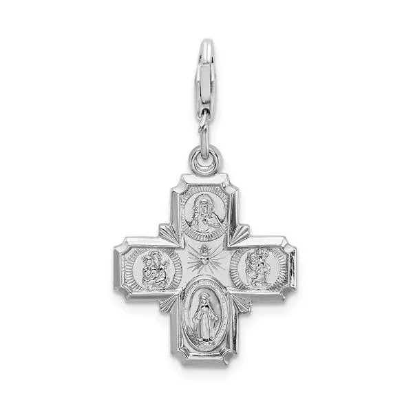 SS/Rhod Charm 4-way medal w clasp Diny's Jewelers Middleton, WI