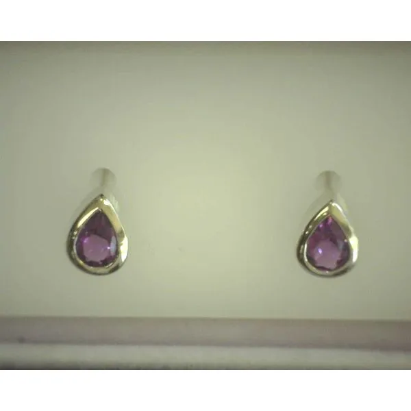 S/S Earrings Amethyst Pear Shape Bezel Diny's Jewelers Middleton, WI