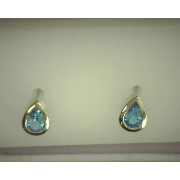S/S Earrings Pear Shape Swiss Blue Topaz Bezel Diny's Jewelers Middleton, WI
