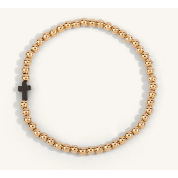 14KT GF Brac Blk Onyx Cros 4MM Bead Dee Berkley Diny's Jewelers Middleton, WI