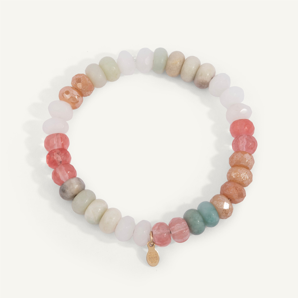Orange Green White and Pink Golden Hour Gemstone Bead Bracelet - 8MM Diny's Jewelers Middleton, WI