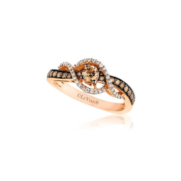 14K Strawberry Gold Ring with Chocolate Diamonds 1/2 cts., Vanilla Diamonds 1/8 cts. Doland Jewelers, Inc. Dubuque, IA