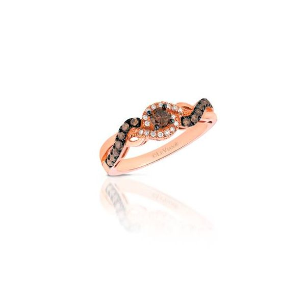 14K Strawberry Gold Ring with Chocolate Diamonds 1/3 cts., Vanilla Diamonds 1/20 cts. Doland Jewelers, Inc. Dubuque, IA