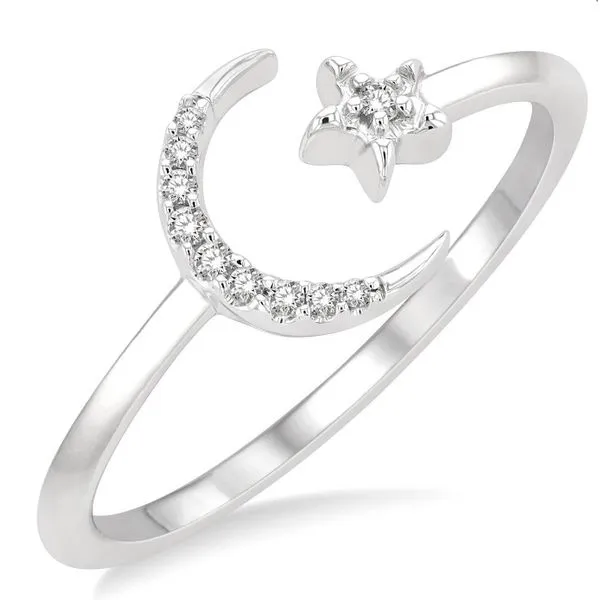 10K White Gold Moon And Star Diamond Fashion Ring Doland Jewelers, Inc. Dubuque, IA