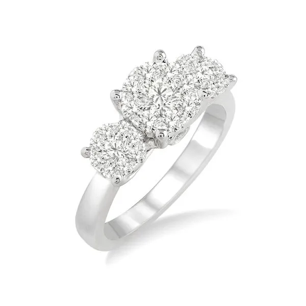 14K White Gold 3 Stone Cluster Diamond Ring Doland Jewelers, Inc. Dubuque, IA