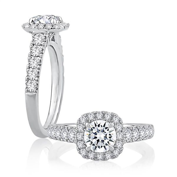 14K White Gold Halo Diamond Ring Doland Jewelers, Inc. Dubuque, IA