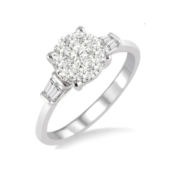 White 14Kt Diamond Ring with Round & Baguette Diamonds Doland Jewelers, Inc. Dubuque, IA