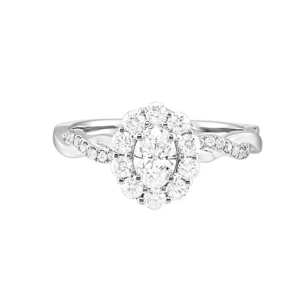 14K White Gold Twist Shank Halo Lab Diamond Ring Doland Jewelers, Inc. Dubuque, IA