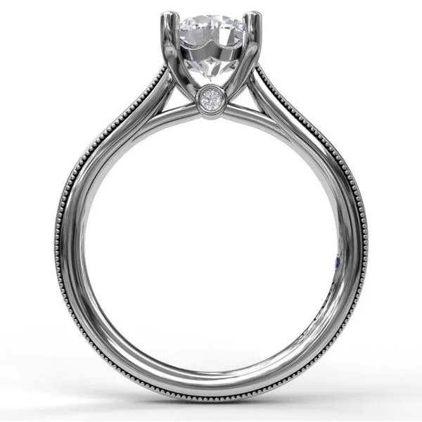 White 14Kt Milgrain Edge Solitaire Semi Mount Ring Image 2 Doland Jewelers, Inc. Dubuque, IA