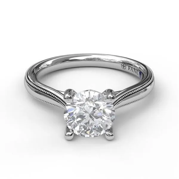 White 14Kt Milgrain Edge Solitaire Semi Mount Ring Image 3 Doland Jewelers, Inc. Dubuque, IA