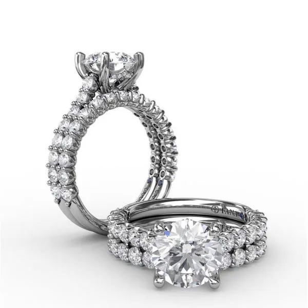 White 14K In Line Cathedral Semi Mount Ring with Round Diamonds Image 3 Doland Jewelers, Inc. Dubuque, IA