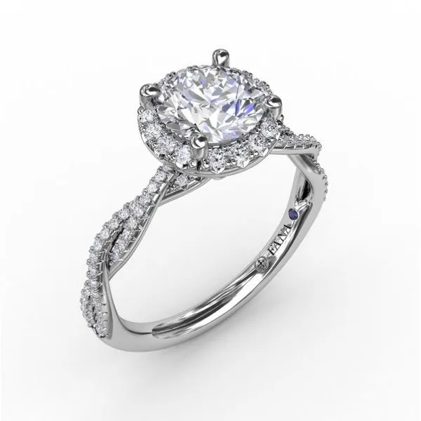 White 14Kt Halo Twisted Semi Mount Ring Doland Jewelers, Inc. Dubuque, IA