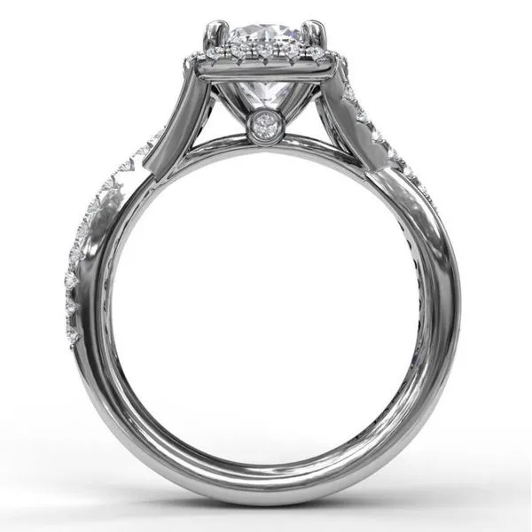 White 14 Karat Twist Halo Semi Mount Ring Image 3 Doland Jewelers, Inc. Dubuque, IA