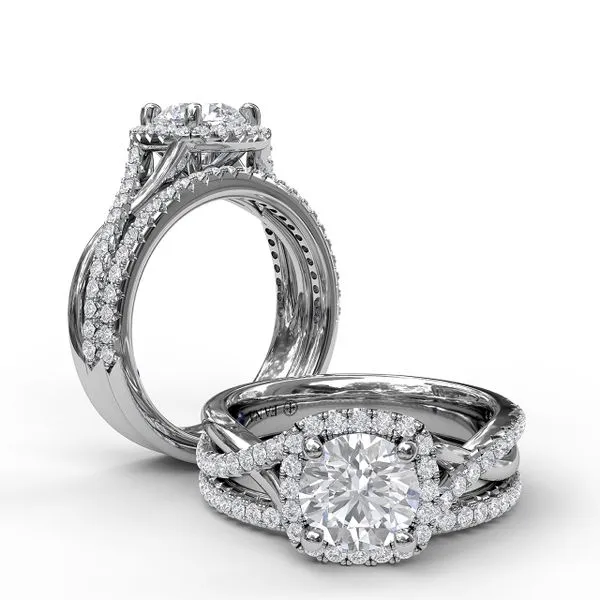 White 14 Karat Twist Halo Semi Mount Ring Image 4 Doland Jewelers, Inc. Dubuque, IA