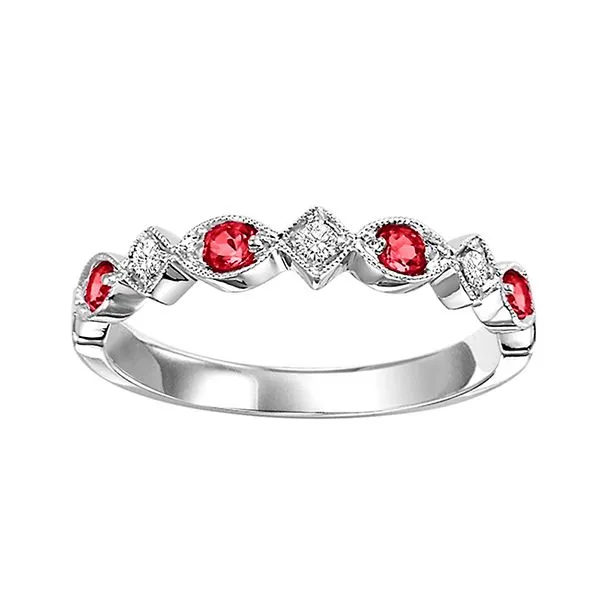 White Beaded Edge 10 Karat Stackable Gemstone Ring Doland Jewelers, Inc. Dubuque, IA