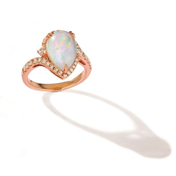 Rose 14 Karat Halo Gemstone Ring Doland Jewelers, Inc. Dubuque, IA