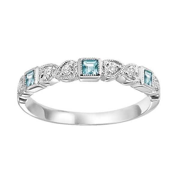 White 10Kt Beaded Edge Stackable Bezel Set Gemstone Ring Doland Jewelers, Inc. Dubuque, IA