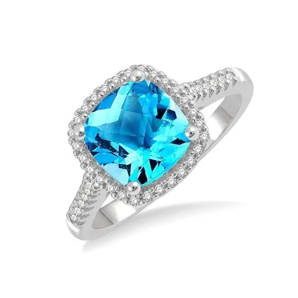 10K White Gold Blue Topaz Cushion Gemstone Ring Doland Jewelers, Inc. Dubuque, IA