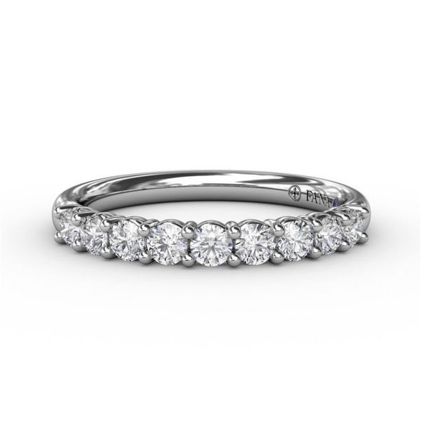 White 14 Karat Shared Prong Stackable Wedding Band Doland Jewelers, Inc. Dubuque, IA