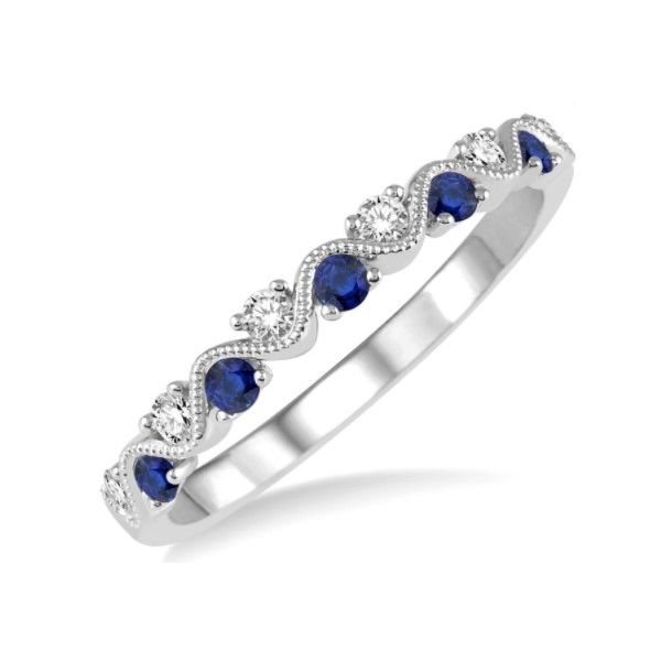 White 14Kt Wedding Band with Sapphires Doland Jewelers, Inc. Dubuque, IA