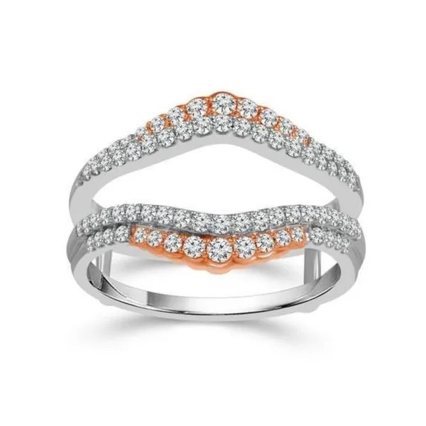 Two Tone White And Rose 10 Karat Shared Prong Wrap Wedding Band Doland Jewelers, Inc. Dubuque, IA