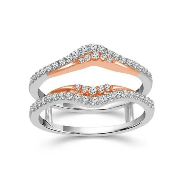 Two Tone White And Rose 10 Karat Shared Prong Wrap Wedding Band Doland Jewelers, Inc. Dubuque, IA