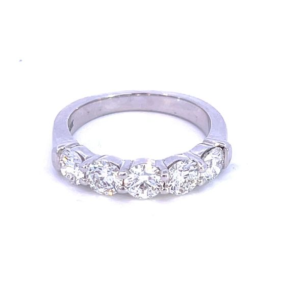 White 18K Wedding Band with 5 Round Diamonds Doland Jewelers, Inc. Dubuque, IA