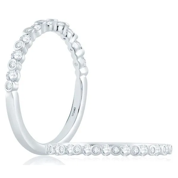 White 14Kt Metropolitan Alternating Bezel Set Stackable Wedding Band Doland Jewelers, Inc. Dubuque, IA