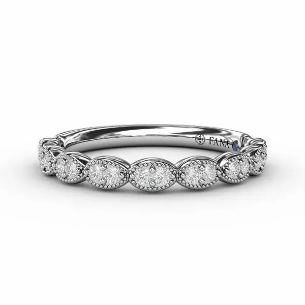 White 14 Karat Marquis-Shaped Beaded Edge Stackable Wedding Band Doland Jewelers, Inc. Dubuque, IA