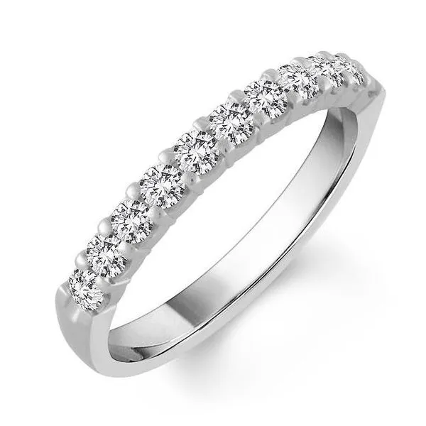 White 14 Karat Polish Prong Set Wedding Band Doland Jewelers, Inc. Dubuque, IA