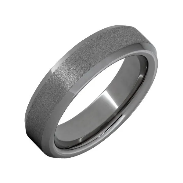 Gent's Tungsten 6mm Stone Finish Beveled Edges Wedding Band Doland Jewelers, Inc. Dubuque, IA