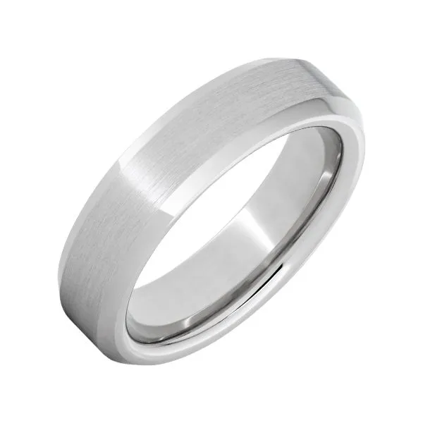 White Serinium Satin Beveled Wedding Band Doland Jewelers, Inc. Dubuque, IA