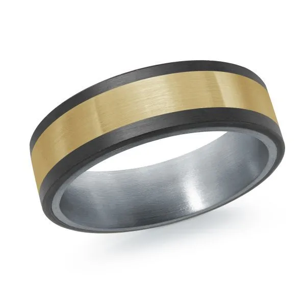 Men's Tantalum, Carbon Fiber, & 14k Yellow Gold Wedding Band Doland Jewelers, Inc. Dubuque, IA