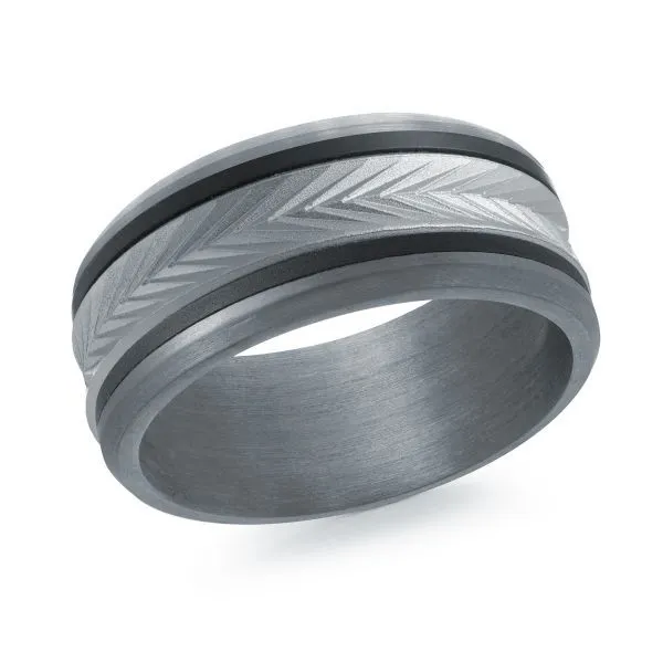 Men's 8.5mm Tantalum, Carbon Fiber, & 14k White Gold Wedding Band Doland Jewelers, Inc. Dubuque, IA