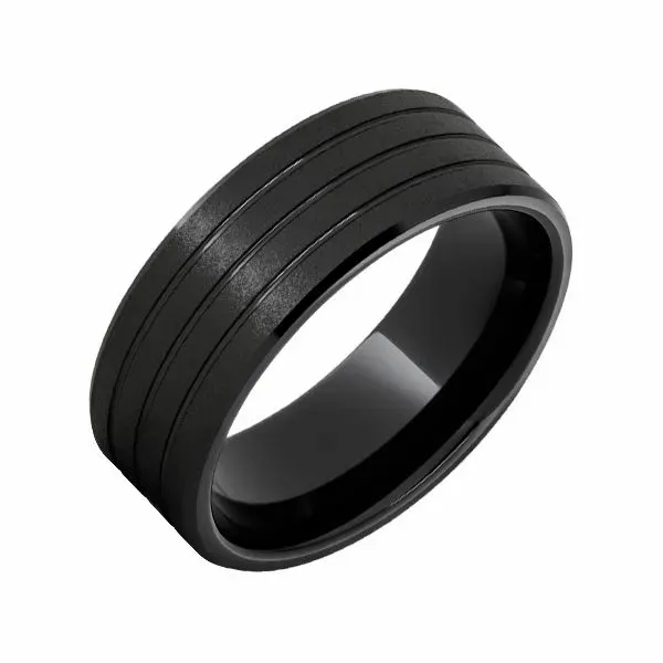 Gent's Black Ceramic Triple Grooved Stone Finish Wedding Band Doland Jewelers, Inc. Dubuque, IA