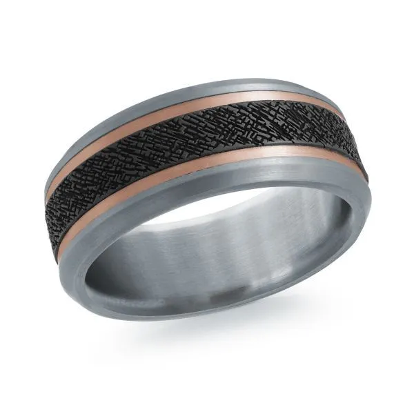 Men's Tantalum, Carbon Fiber, & 14k Rose Gold Wedding Band Doland Jewelers, Inc. Dubuque, IA