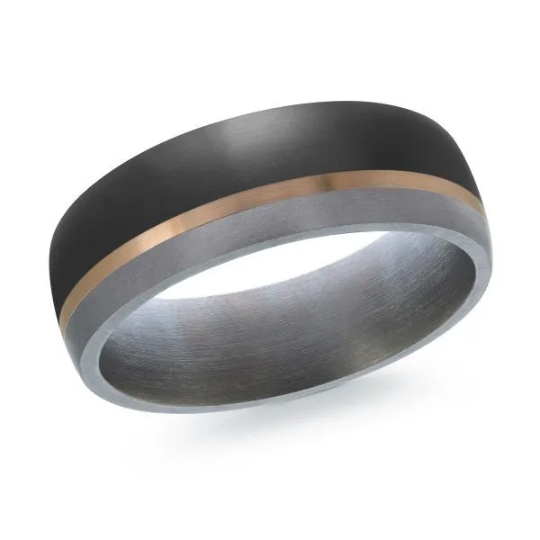 Men's Tantalum, Carbon Fiber, & 14k Rose Gold Wedding Band Doland Jewelers, Inc. Dubuque, IA