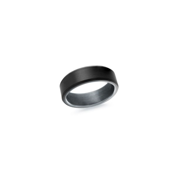 Black Tantalum and Carbon Fiber Beveled Wedding Band Doland Jewelers, Inc. Dubuque, IA