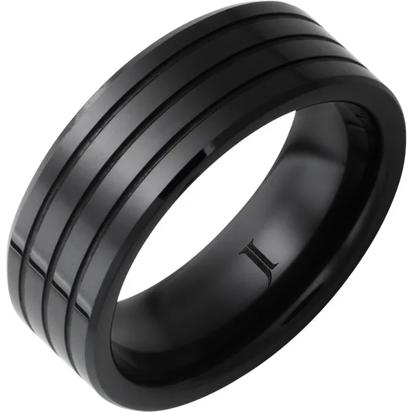 Black Ceramic Three Groove Wedding Band Doland Jewelers, Inc. Dubuque, IA