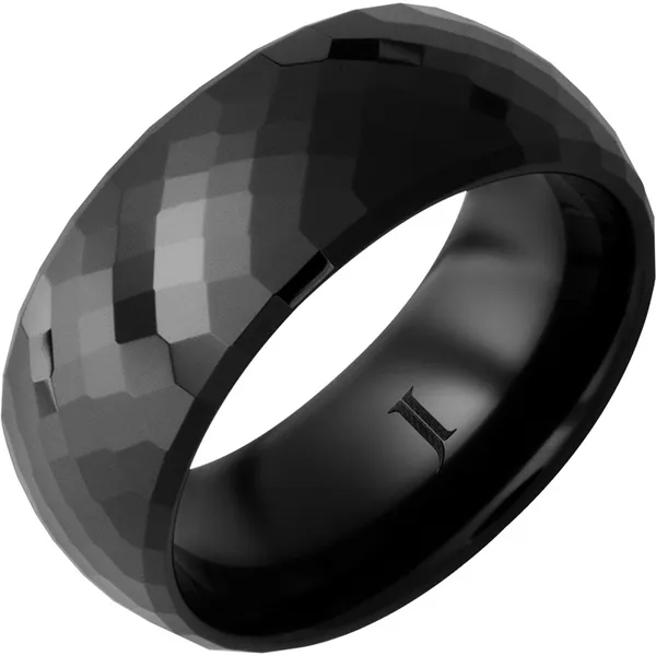 Black Ceramic Dome Polished Facet Wedding Band Doland Jewelers, Inc. Dubuque, IA