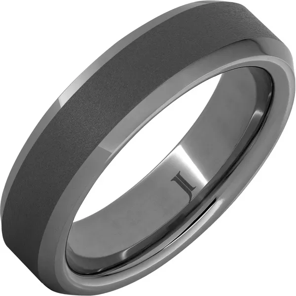 Gray Tungsten Beveled Sandblasted Wedding Band Doland Jewelers, Inc. Dubuque, IA